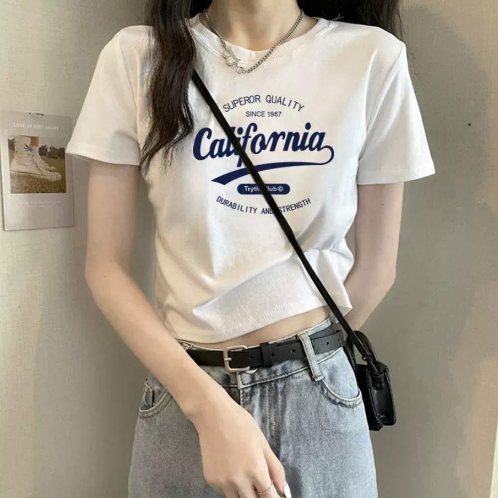 メール便送料無料】Y2Kファッション クロップドTシャツ レディース