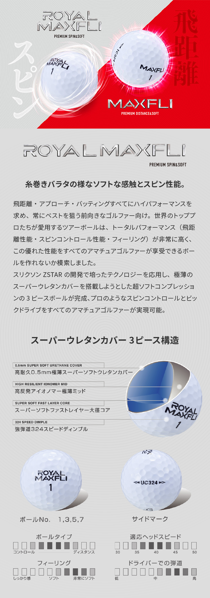 マックスフライ（MAXFLI）（メンズ）【10ダースセット】ゴルフボール
