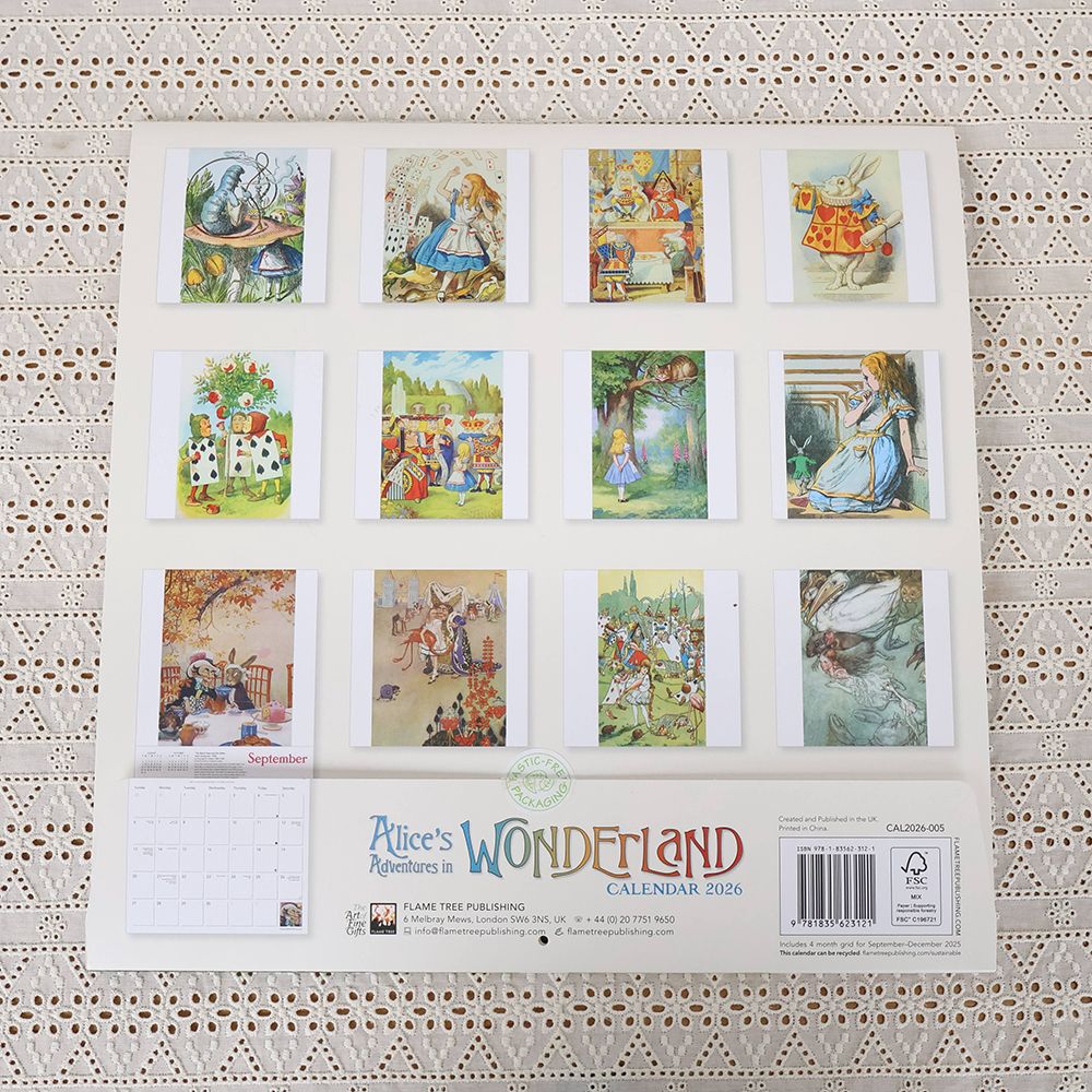 2026年カレンダー ALICE'S ADVENTURES IN WONDERLAND 不思議の国の