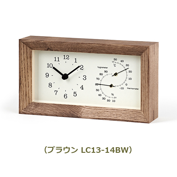 置き時計 おしゃれ 置時計 時計 タカタレムノス フレーム 温湿度計 レムノス アナログ時計 アナログ 木製 Lemnos シンプル ナチュラル 日本製 FRAME LC13-14｜viewgarden｜03