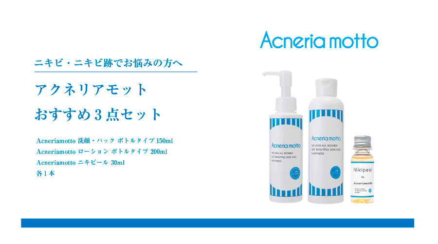 ニキビ予防 おすすめ3点セット（アクネリア 洗顔・パック＋ローション