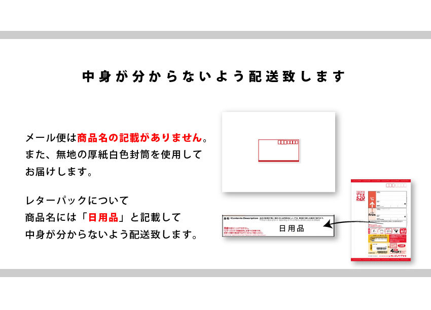 中身が分からないよう配送致します