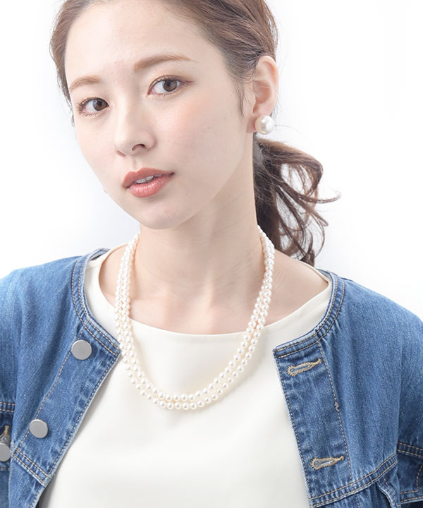 ヴァンテーヌ ネックレス パール ロング シンプル 7mm C14-15 入学式