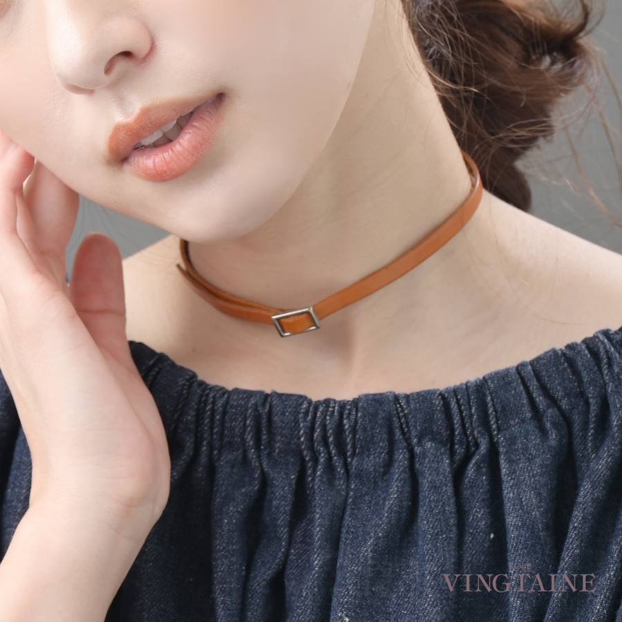 ヴァンテーヌ 本革ベルト レザーチョーカー ネックレス 2way