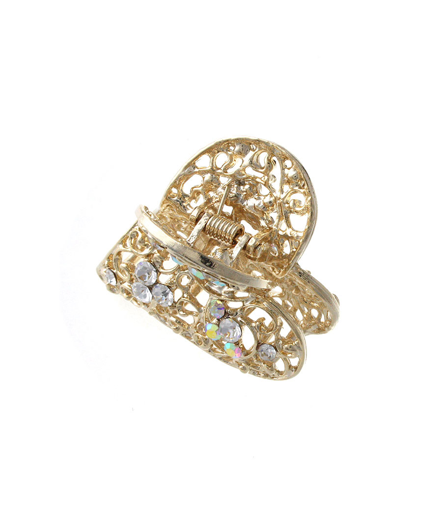 ビジュー付きメタルハート型バンスクリップ