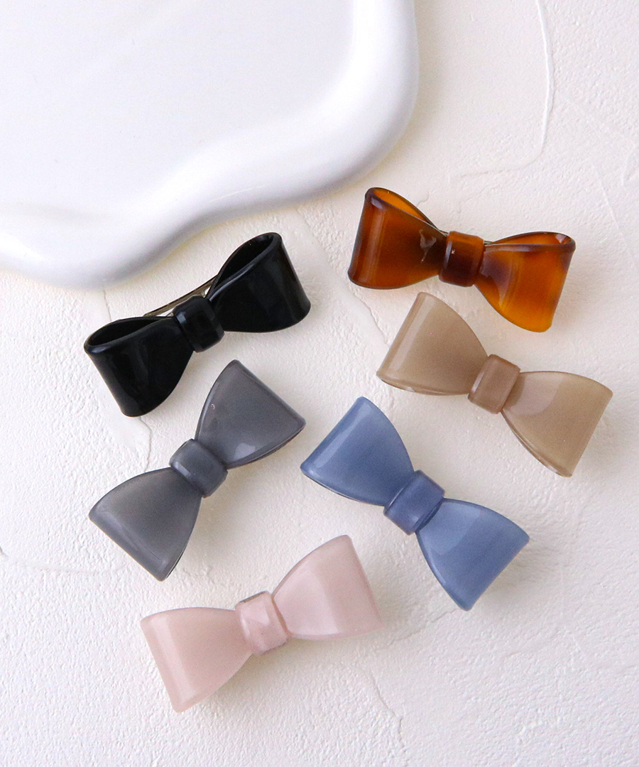 ヴァンテーヌ バレッタ リボン べっ甲風 シンプル アクリル ヘア