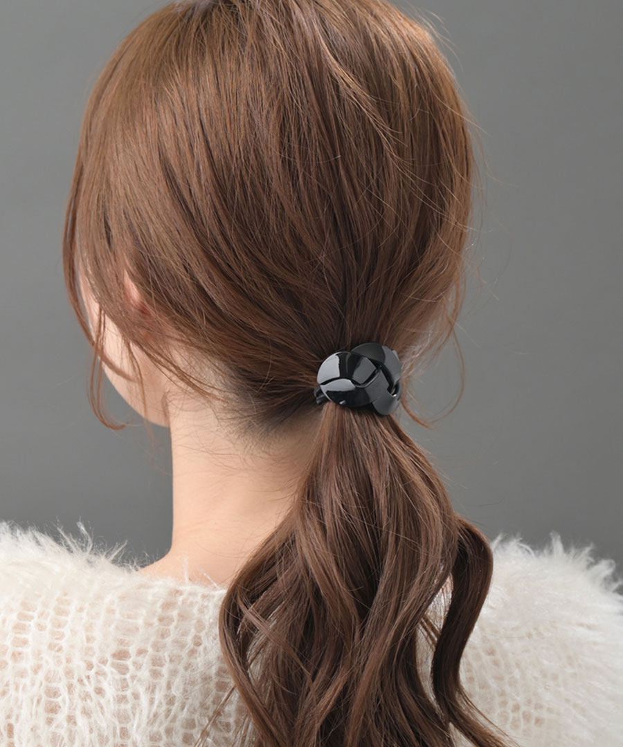 ヴァンテーヌ ポニーフック ヘアゴム べっ甲風 編み込み ヘア