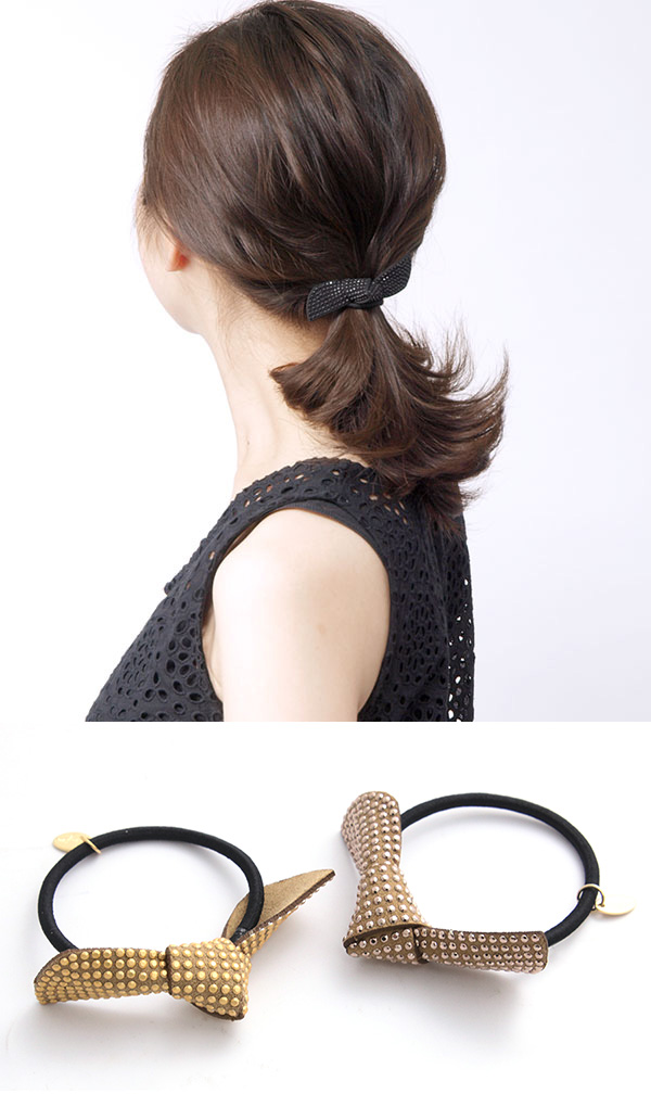 ヘアゴム スタッズ風 リボン ベーシック ヘアアクセサリー H7130 大人っぽい ヴァンテーヌ : h7130 : VINGTAINE - 通販 -  Yahoo!ショッピング