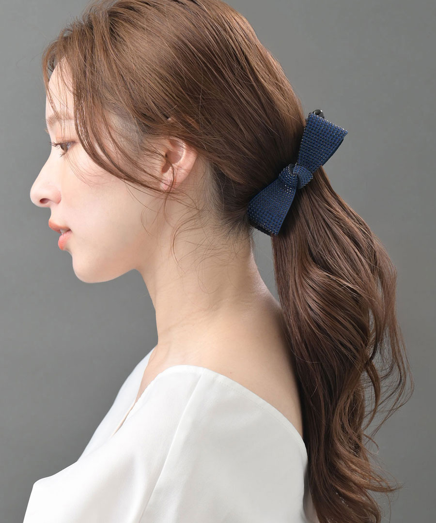 スタッズ風 リボン バナナクリップ 甘さ控えめ