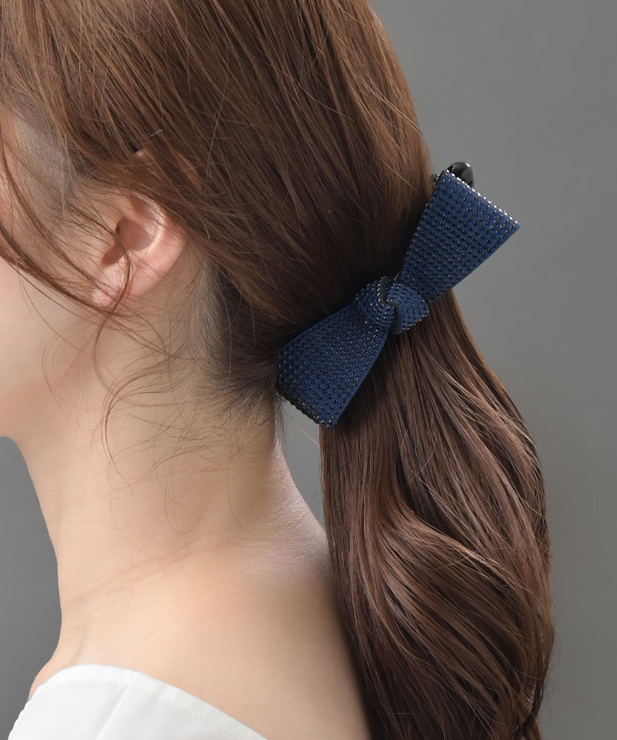 スタッズ風 リボン バナナクリップ 甘さ控えめ