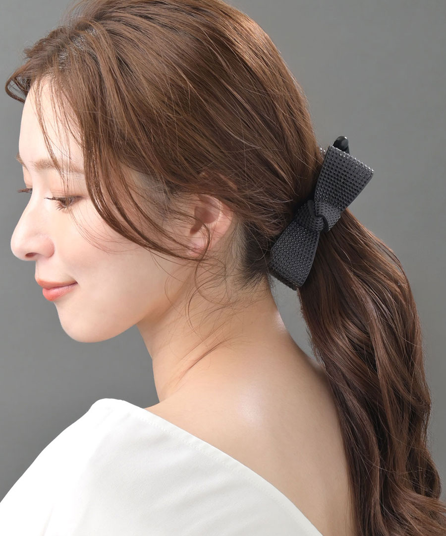 スタッズ風 リボン バナナクリップ 甘さ控えめ