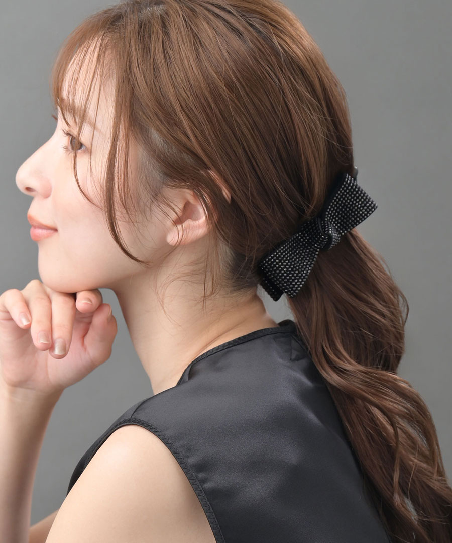 スタッズ風 リボン バナナクリップ 甘さ控えめ