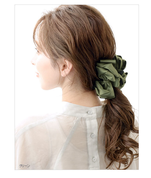 バンスクリップ リボン ヘアクリップ フリル 大きめ 可愛い 大人 上品 ヘアアクセサリー H7367　【定形外発送・ゆうパケット不可】