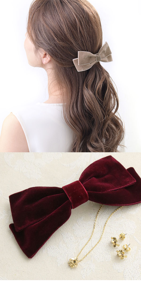 ヴァンテーヌ バレッタ リボン ベルベット ヘアクリップ 上品 大人