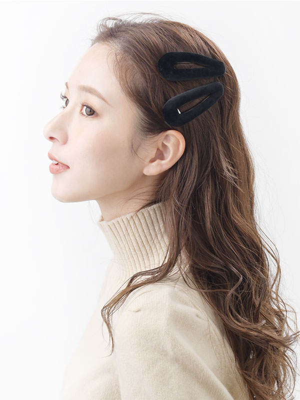 ヴァンテーヌ パッチン留め ベロア ヘアクリップ パッチンクリップ