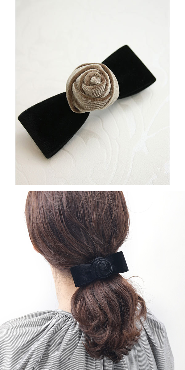 ヴァンテーヌ バレッタ ヘアクリップ ローズ 薔薇 バラ リボン