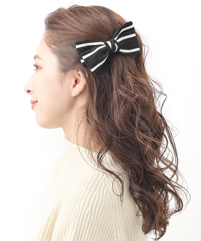 ヴァンテーヌ バレッタ バイカラー リボン ヘアクリップ ライン 可愛い
