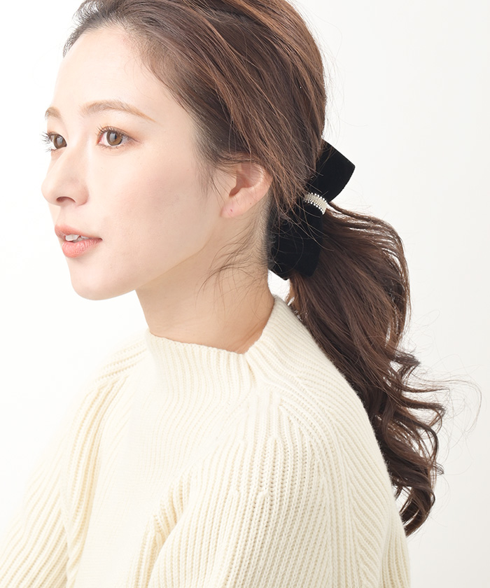 ヴァンテーヌ バナナクリップ ヘアクリップ リボン ベルベット
