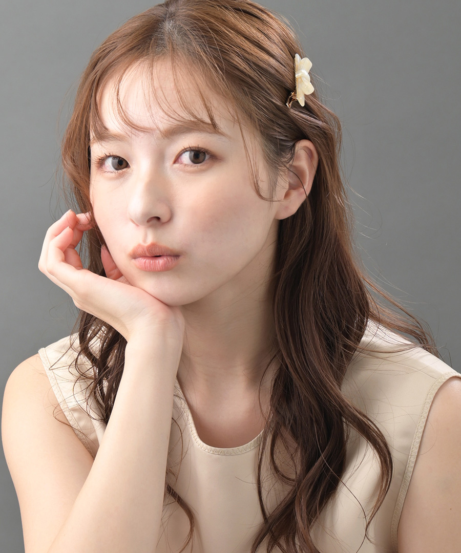 マーブル べっ甲風 リボン ヘアクリップ
