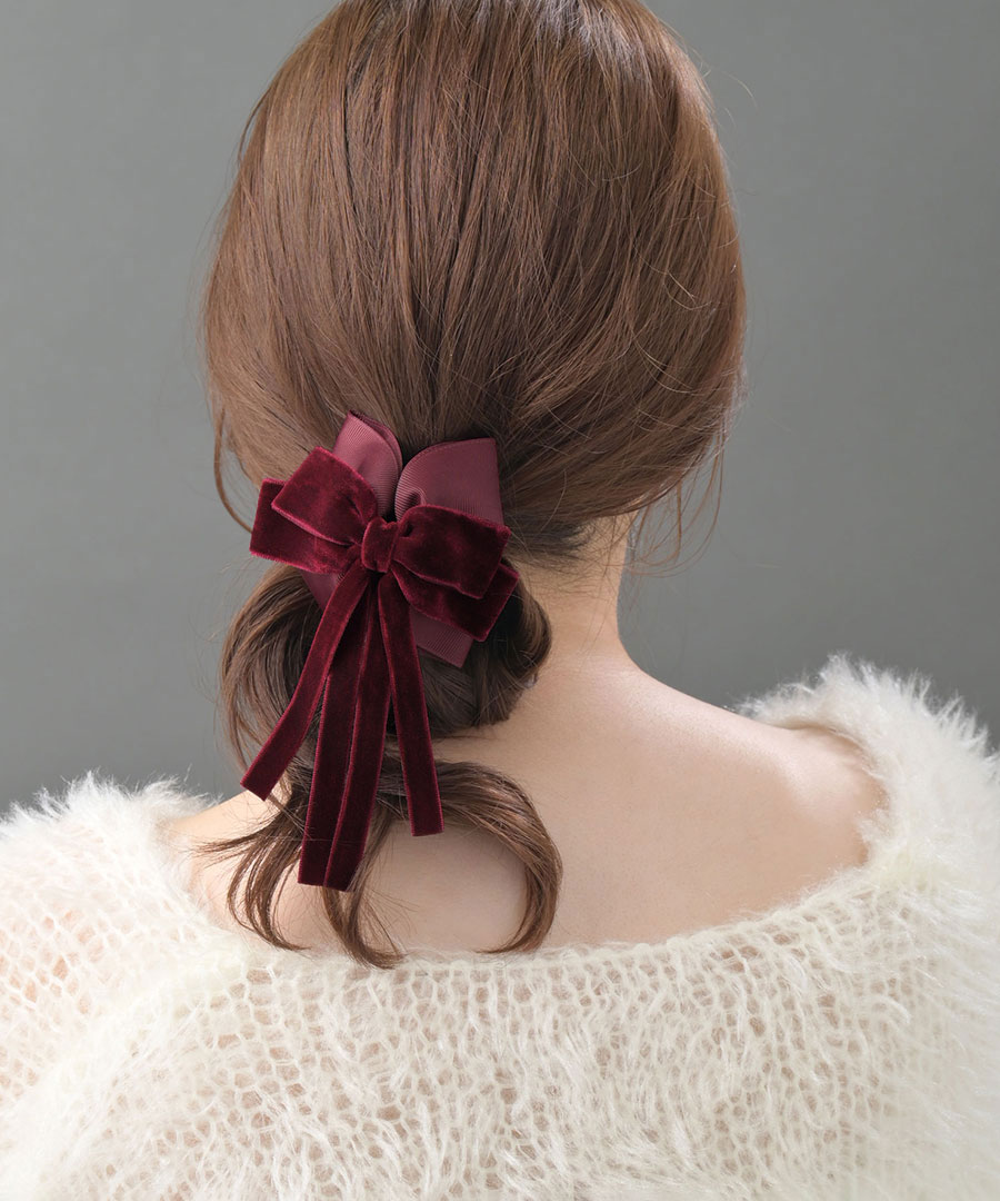 バンスクリップ ベルベット リボン