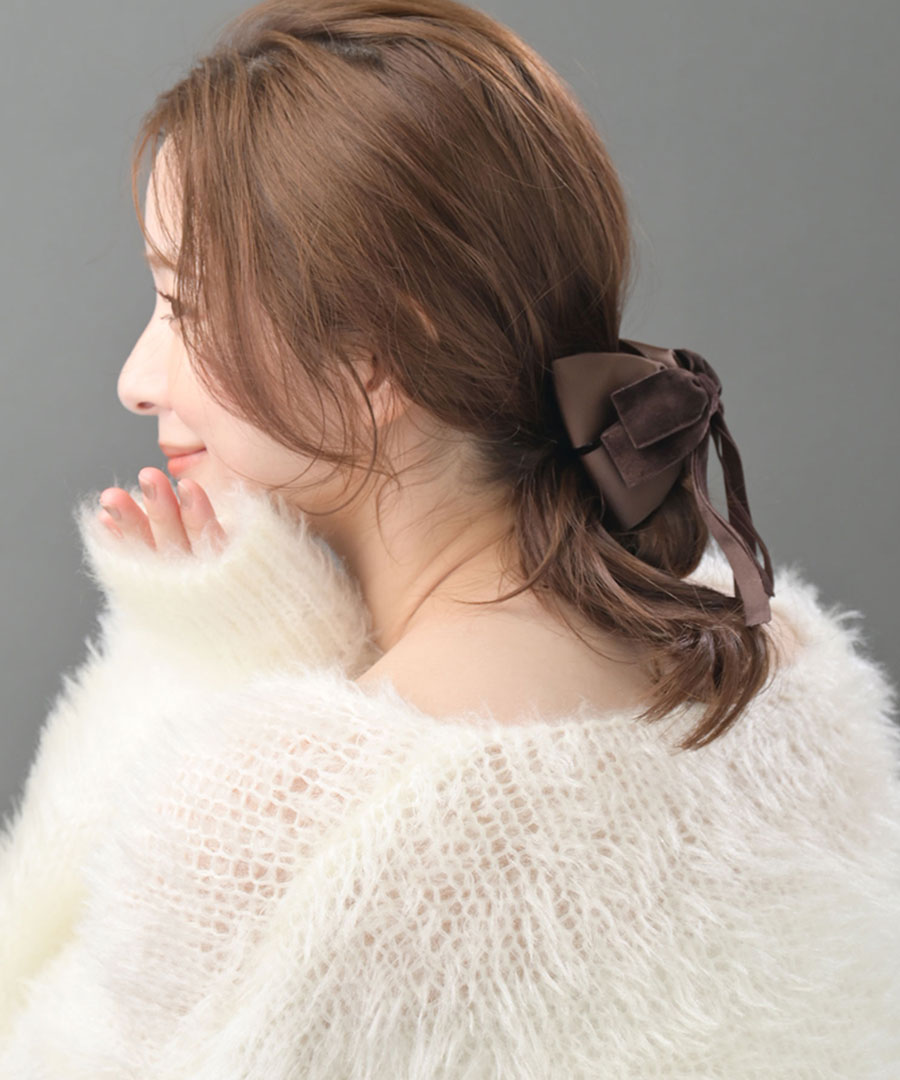 バンスクリップ ベルベット リボン