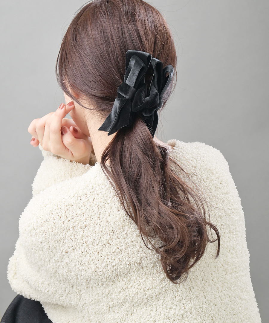 ヴァンテーヌ バンスクリップ ベロアリボン ヘアアクセ まとめ髪 大人
