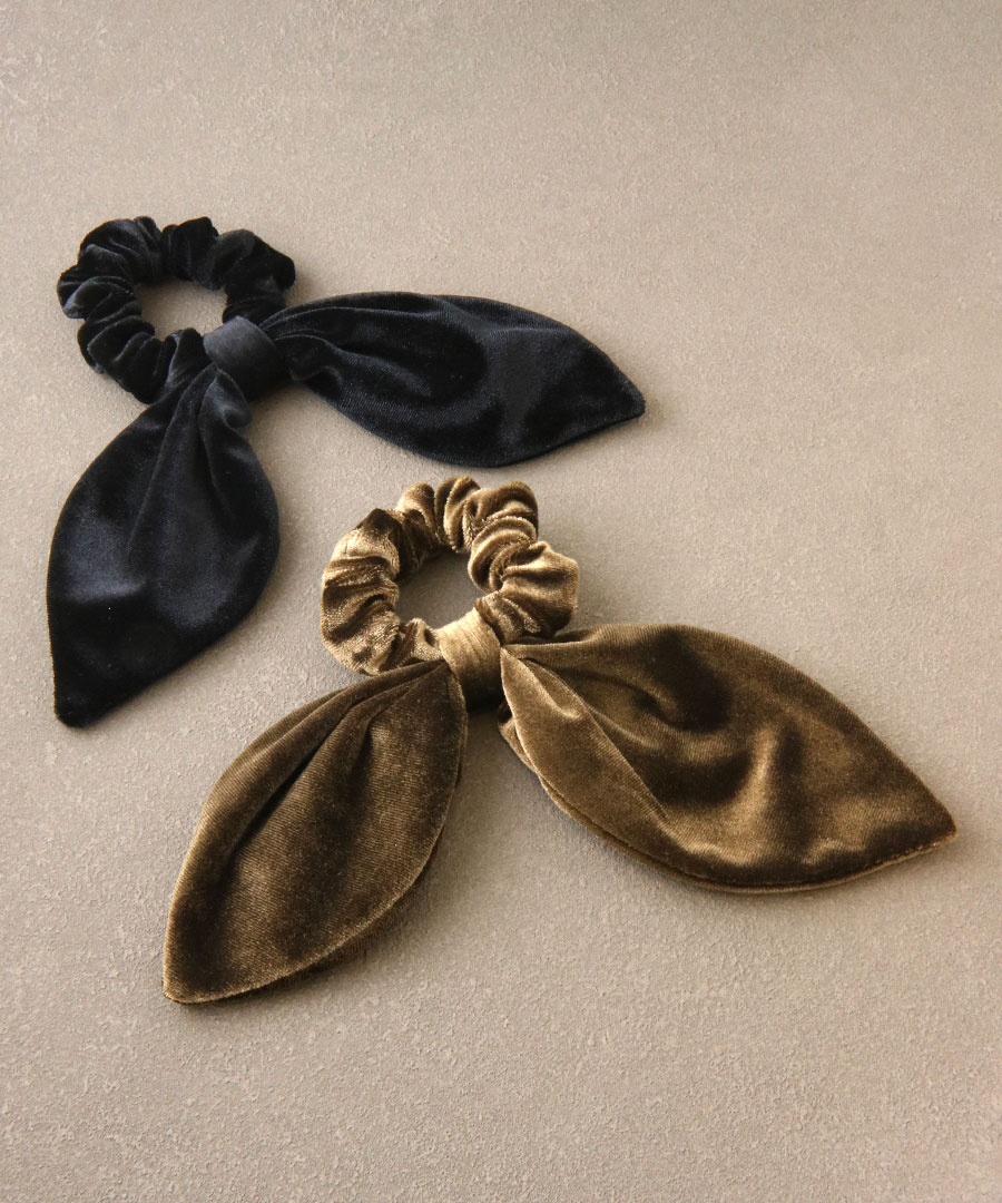 ベロア リボン シュシュ ヘアゴム