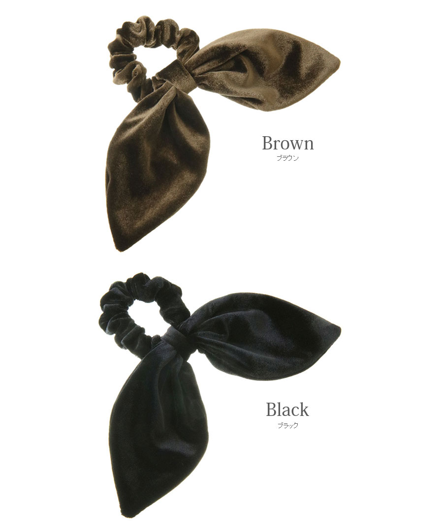 ベロア リボン シュシュ ヘアゴム