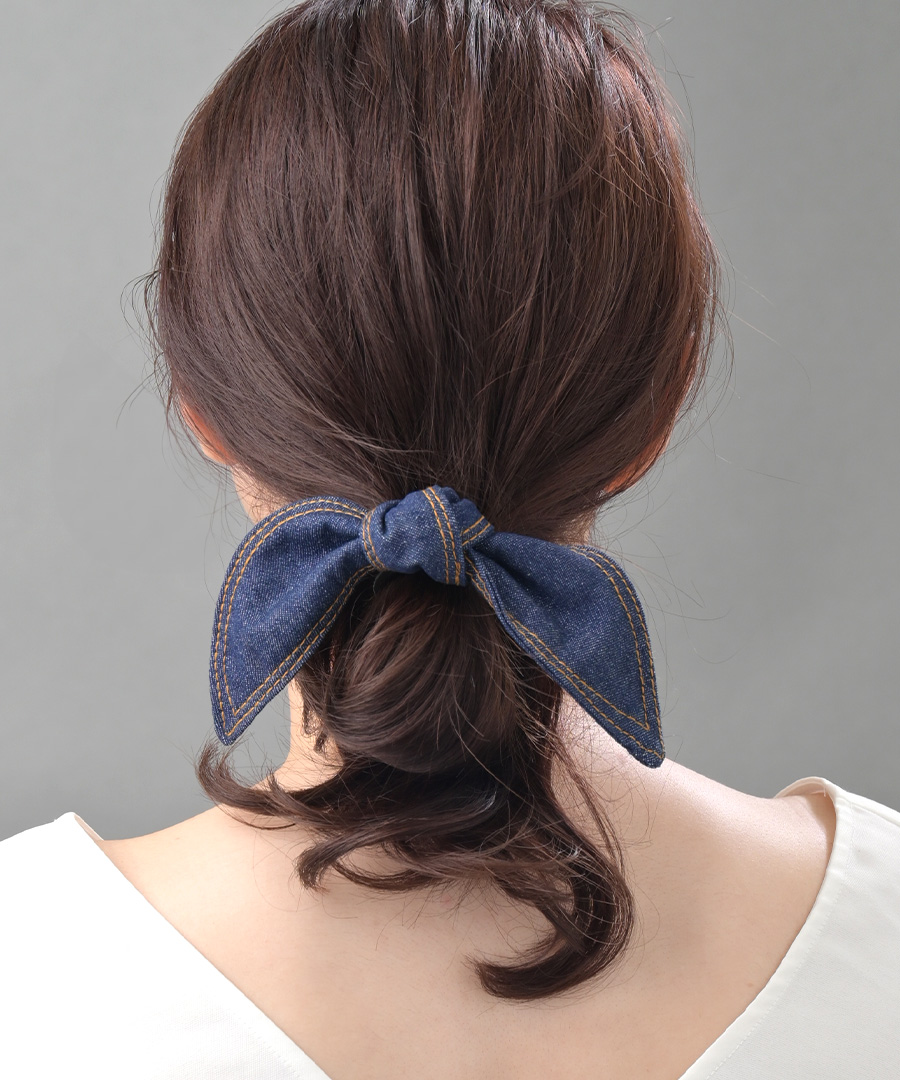 デニムリボン ヘアゴム