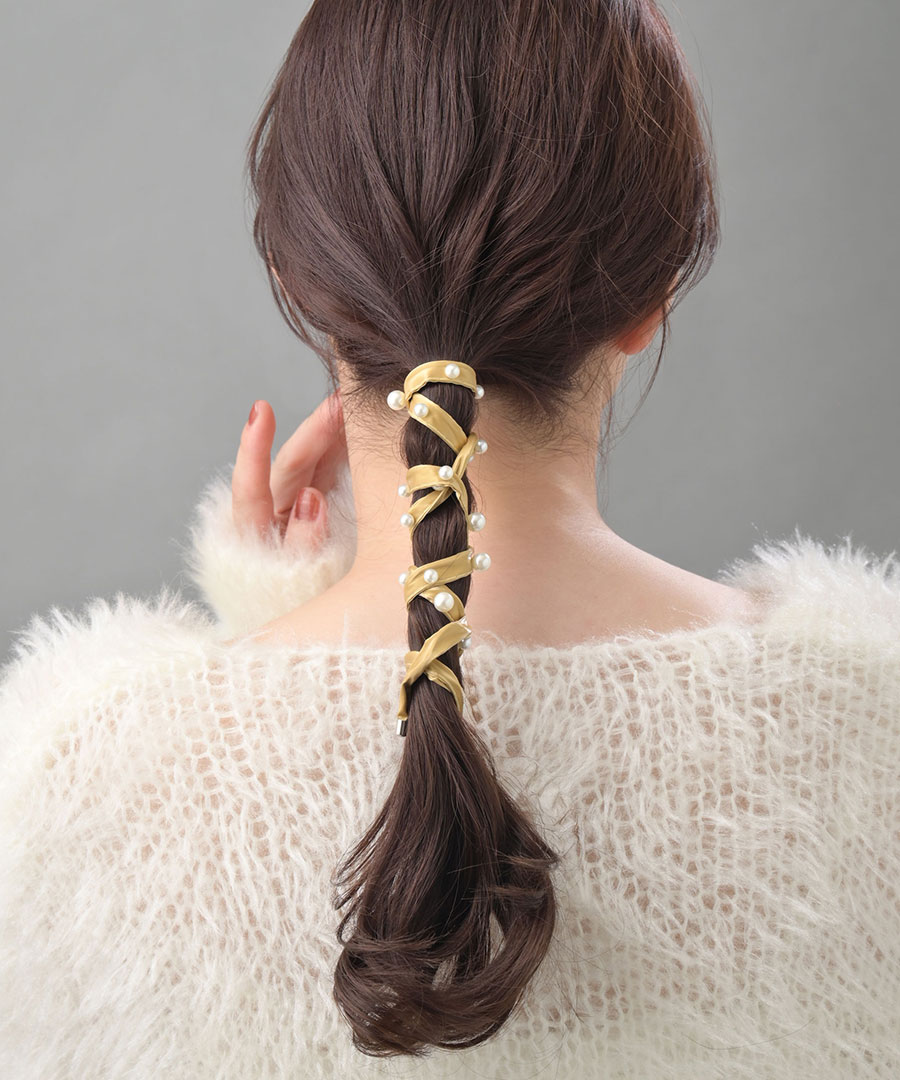 ワイヤーポニー パール ヘアアクセ レディース 大人可愛い ヘアアレンジ