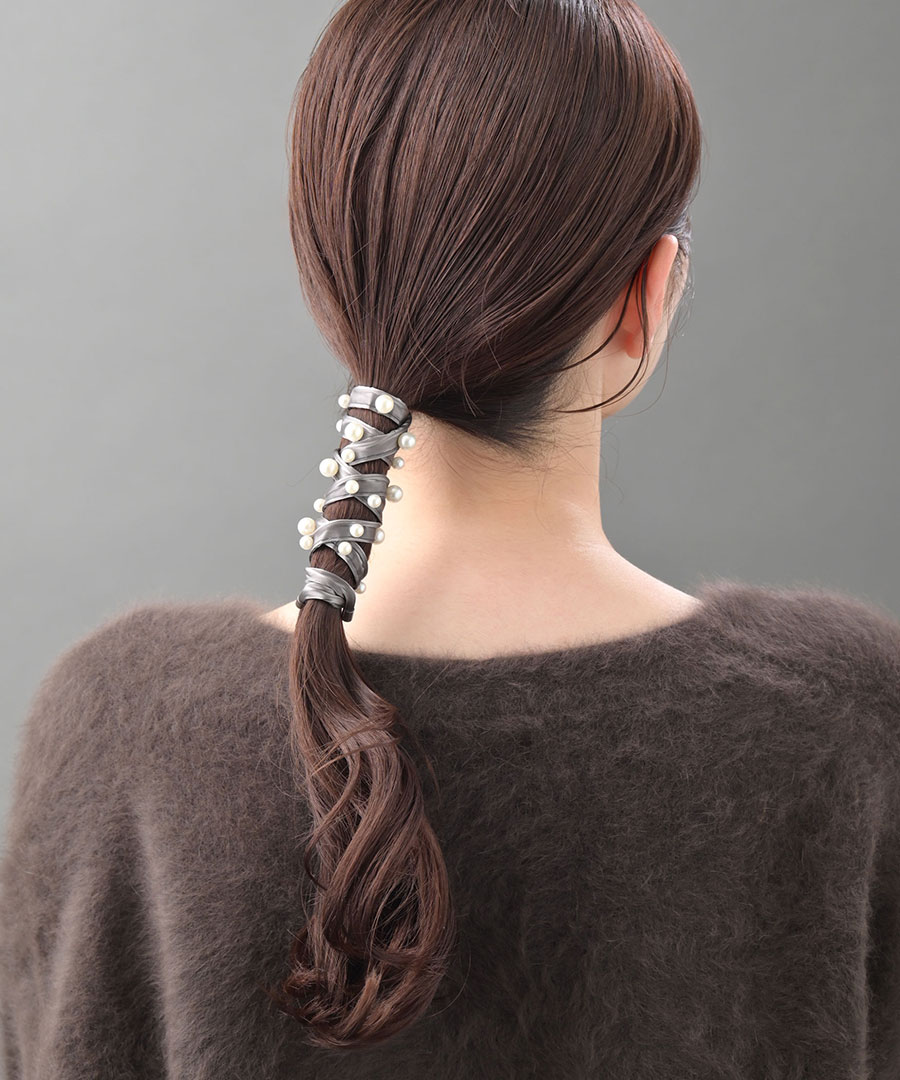ワイヤーポニー パール ヘアアクセ レディース 大人可愛い ヘアアレンジ