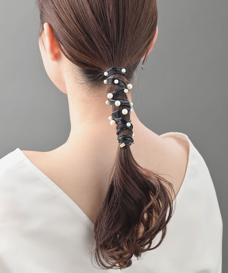 ワイヤーポニー パール ヘアアクセ レディース 大人可愛い ヘアアレンジ
