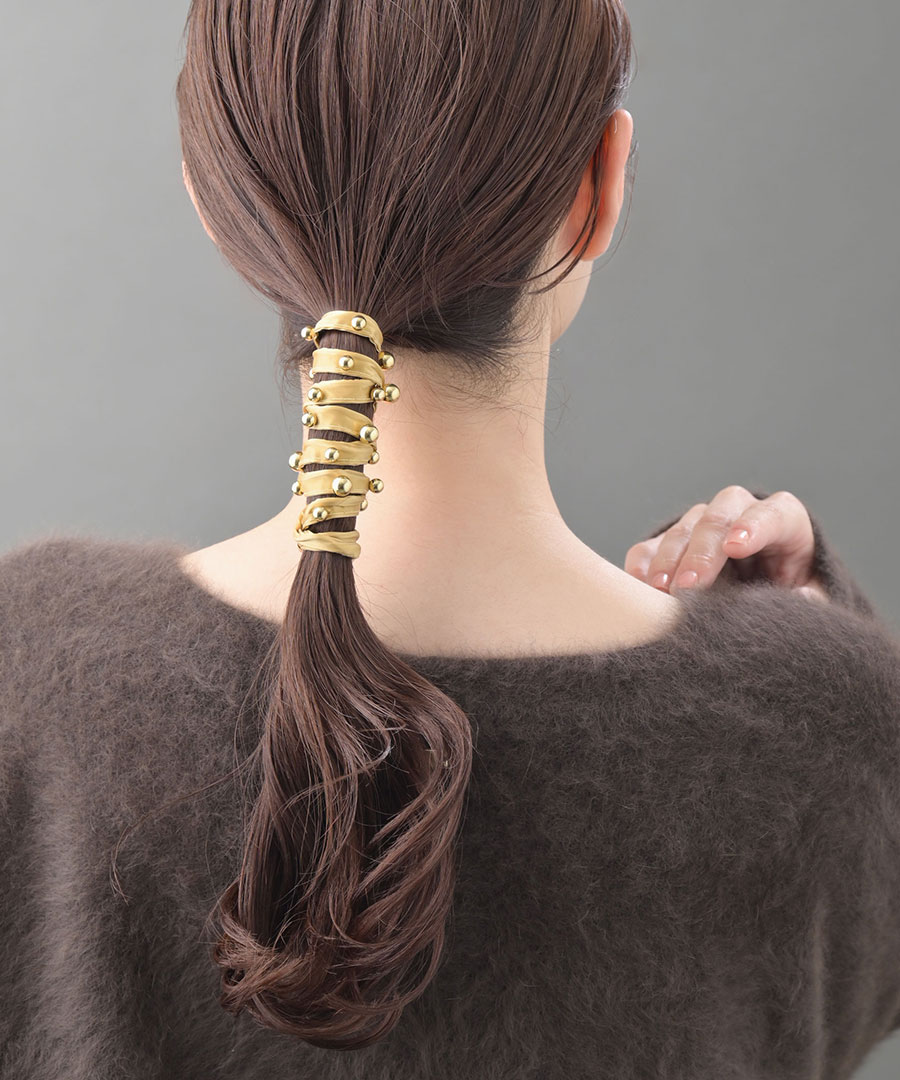 ワイヤーポニー メタルボール ヘアアクセ レディース 大人可愛い ヘアアレンジ