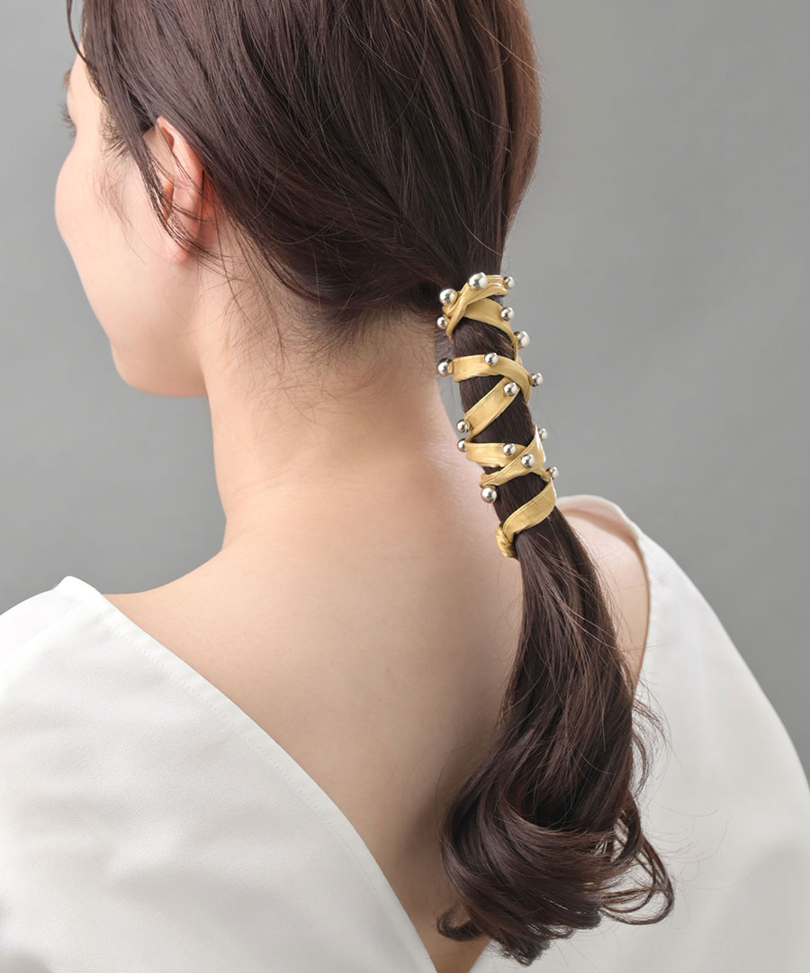 ワイヤーポニー メタルボール ヘアアクセ レディース 大人可愛い ヘアアレンジ