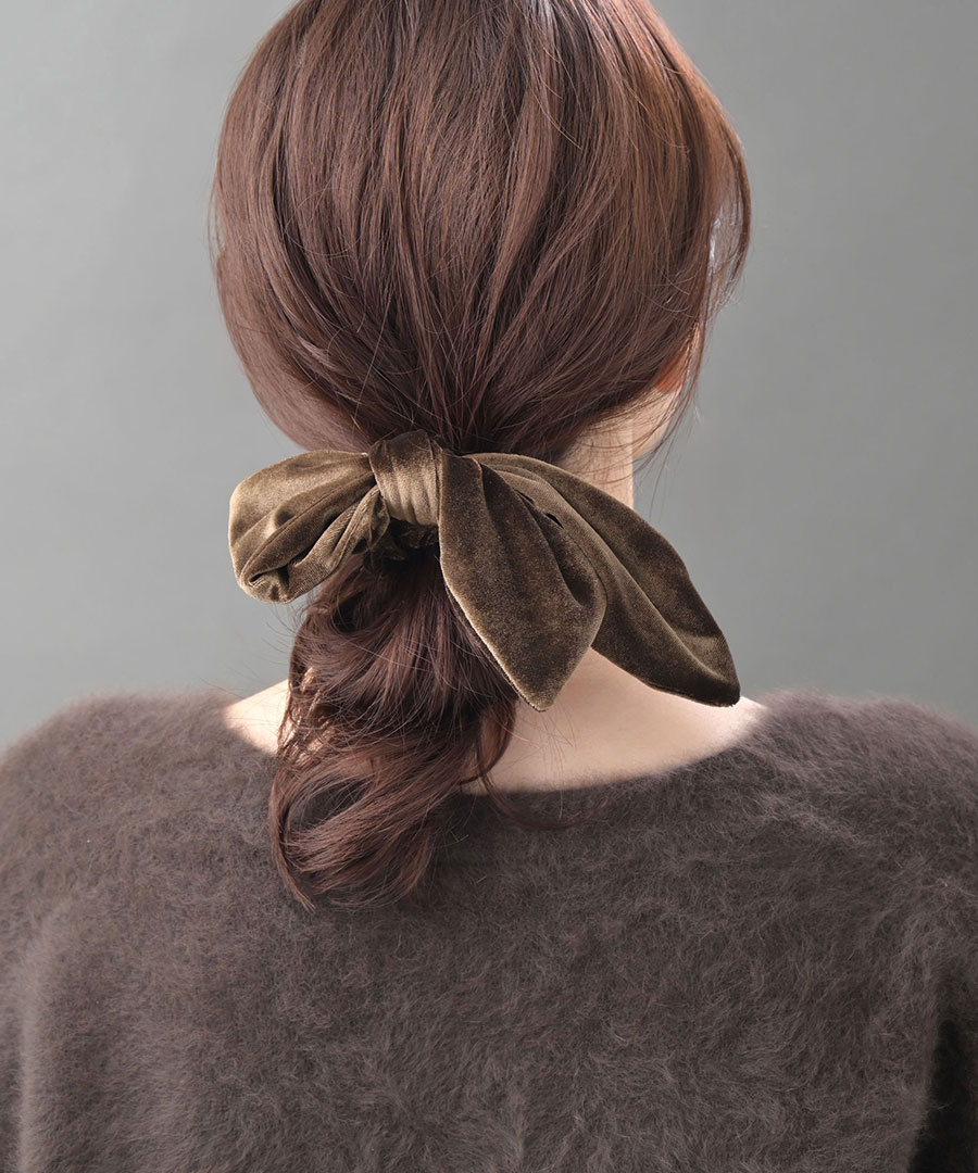 シュシュ ベロア リボン レディース 大人可愛い