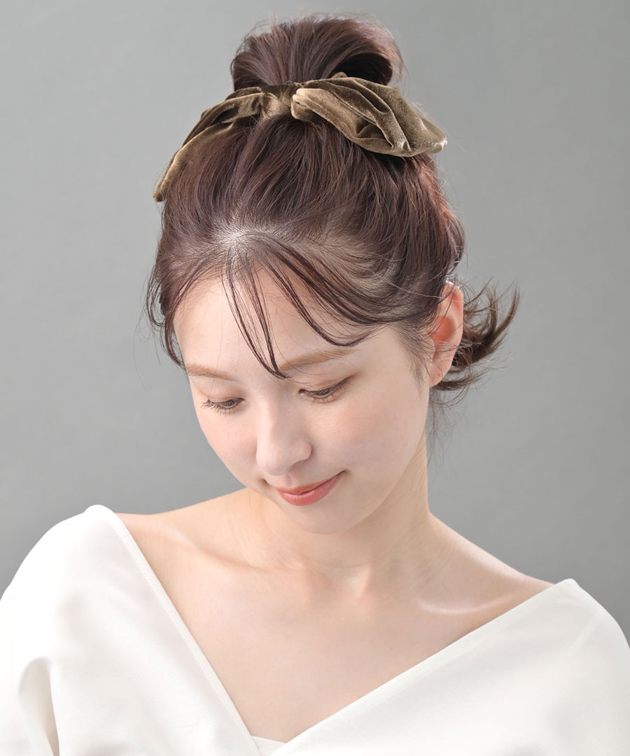 シュシュ ベロア リボン レディース 大人可愛い