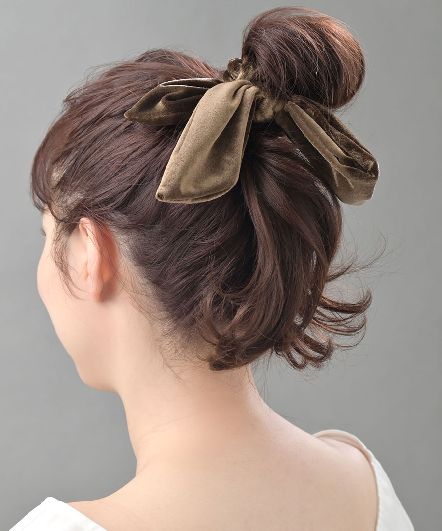 シュシュ ベロア リボン レディース 大人可愛い