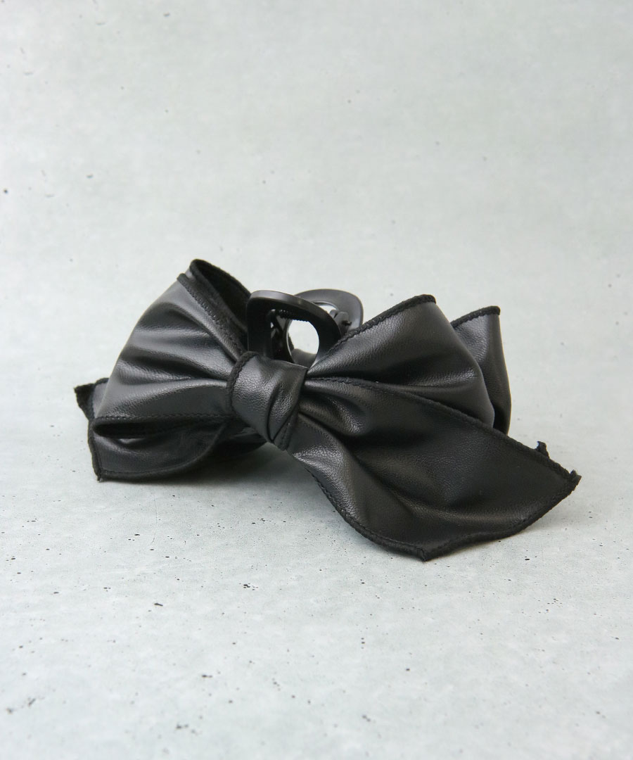 ヴァンテーヌ バンスクリップ リボン フェイクレザー ヘアアクセサリー