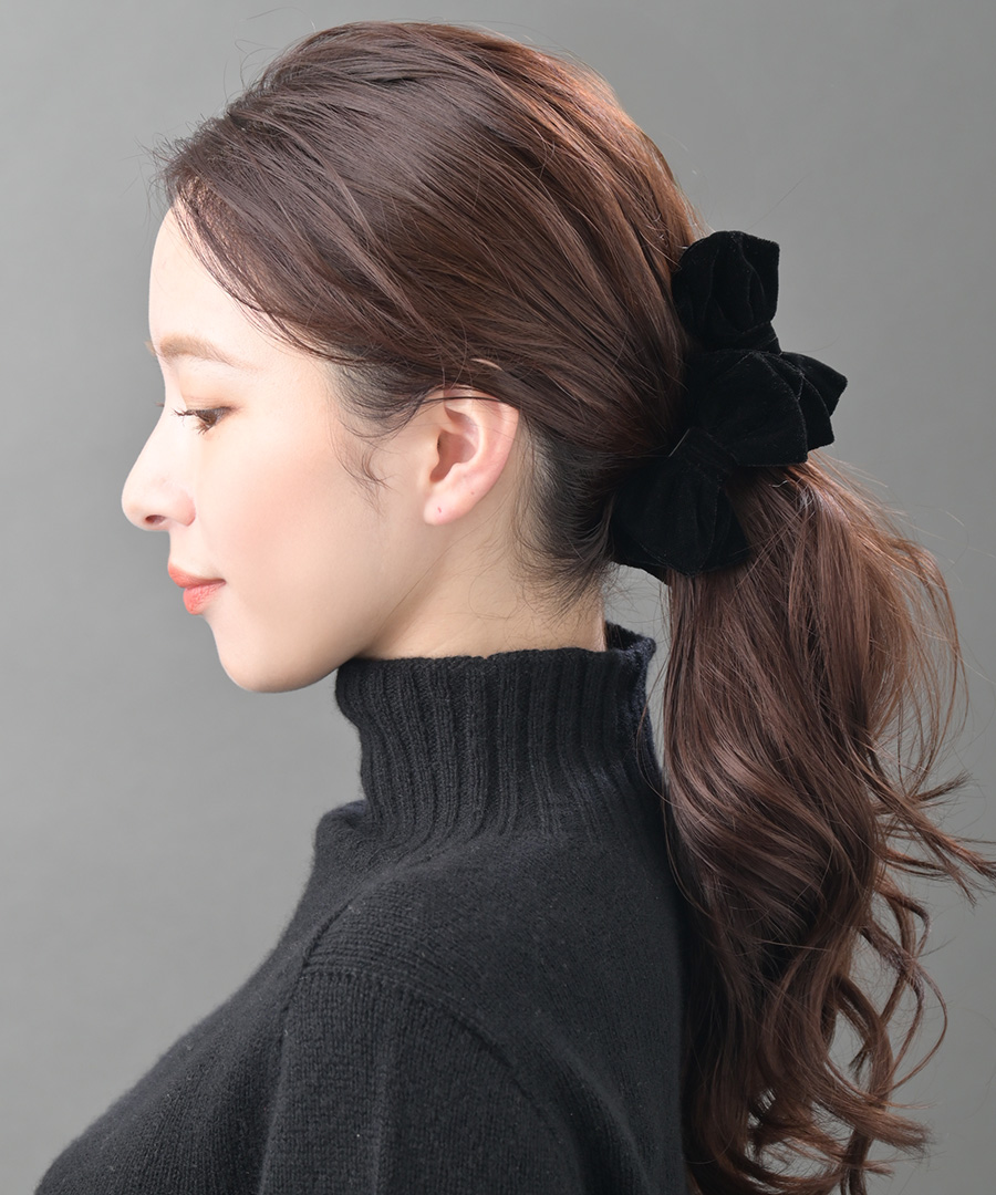 ヴァンテーヌ ベルベット ダブルリボン バナナクリップ 大人上品 立体