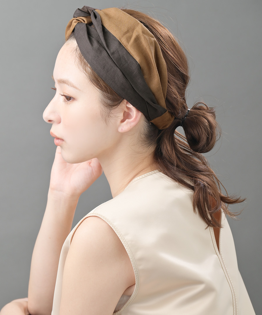 バイカラーターバンヘアバンド