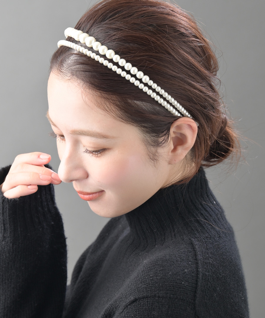 パールカチューシャ2本セット HK-73 | ヘアアクセサリー,カチューシャ