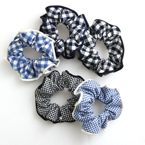 正規品 CHANEL♡チェック柄シュシュ ヴァンテーヌ ギンガムチェック柄シュシュ チェック ポニー 上品 大人