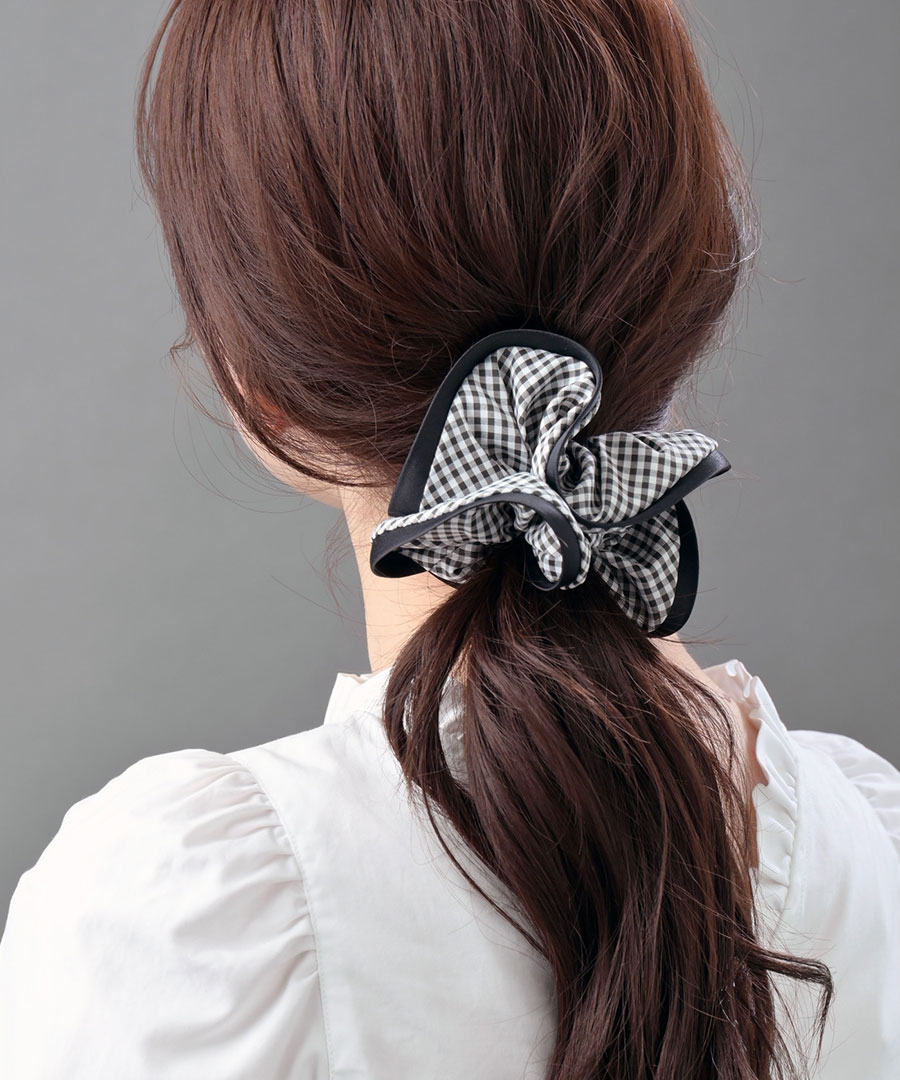 ギンガムチェック柄ボリュームシュシュ HS-126 | ヘアアクセサリー