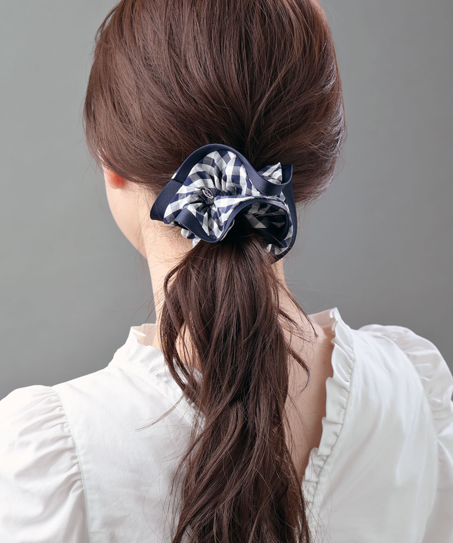 ギンガムチェック柄ボリュームシュシュ HS-126 | ヘアアクセサリー