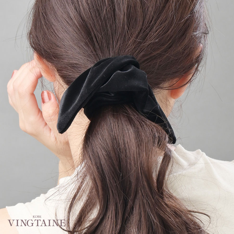 ヴァンテーヌ 新色ブラウン入荷 ベロア スクエア シュシュ Sサイズ