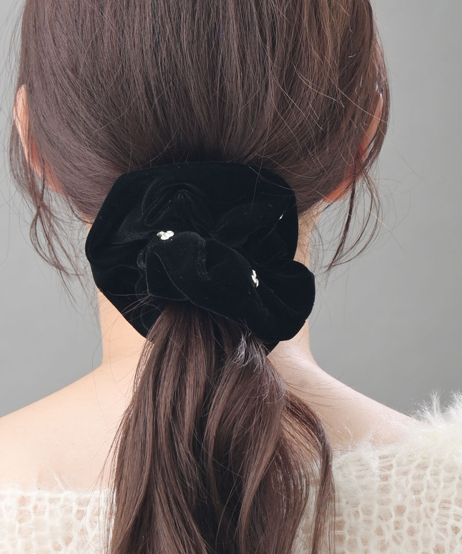 ストーン付きベロアシュシュ