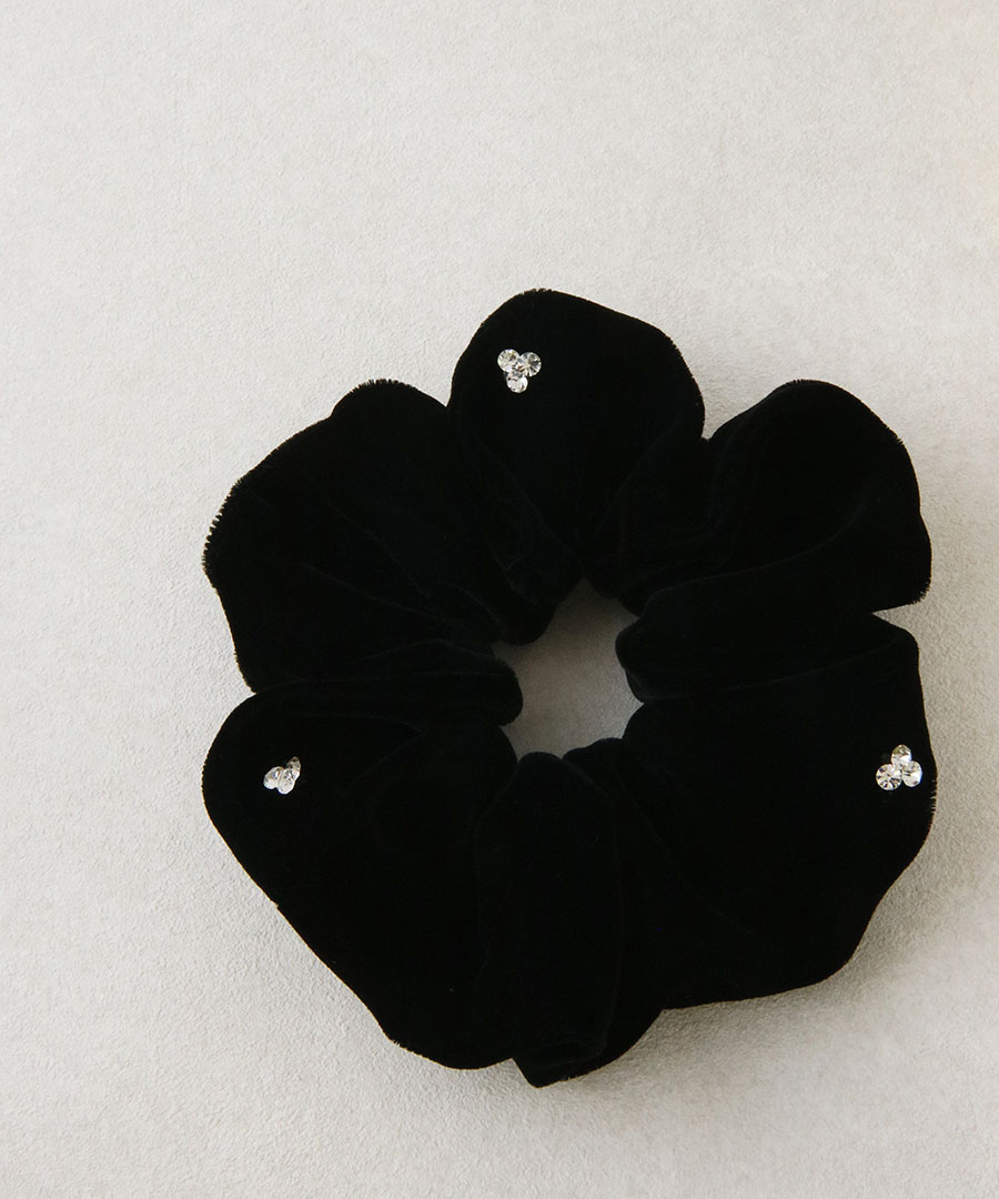 ストーン付きベロアシュシュ