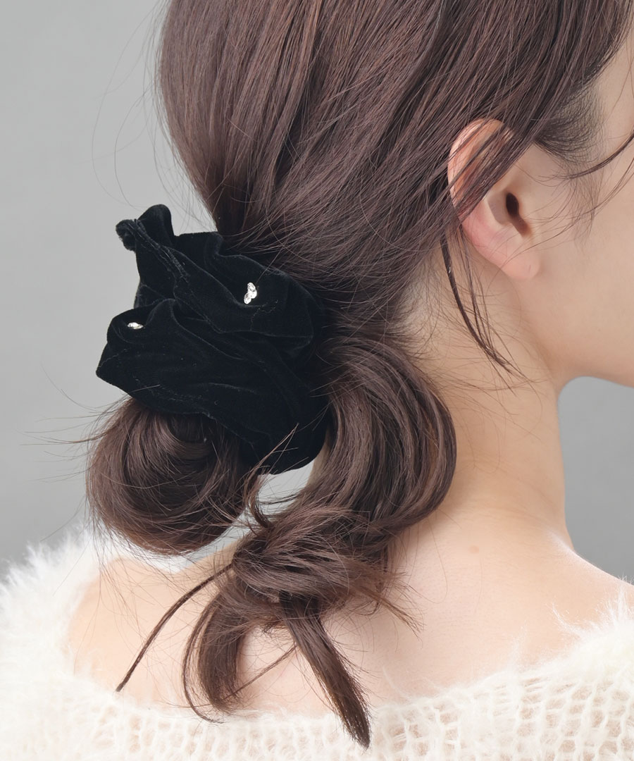 ストーン付きベロアシュシュ