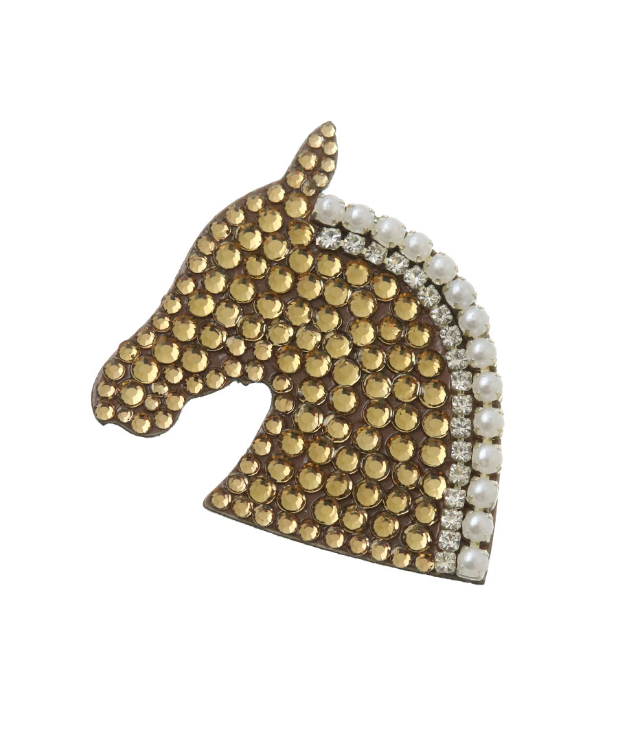 ヴァンテーヌ マグネット式ブローチ 馬モチーフ ホース ラインストーン
