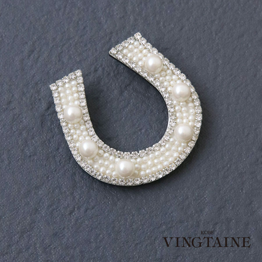 ヴァンテーヌ マグネット式ブローチ 馬蹄モチーフ ホースシュー パール